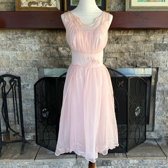 Vintage 1950s Peignor Set Chiffon Lace X Small small - Picture 4 of 15